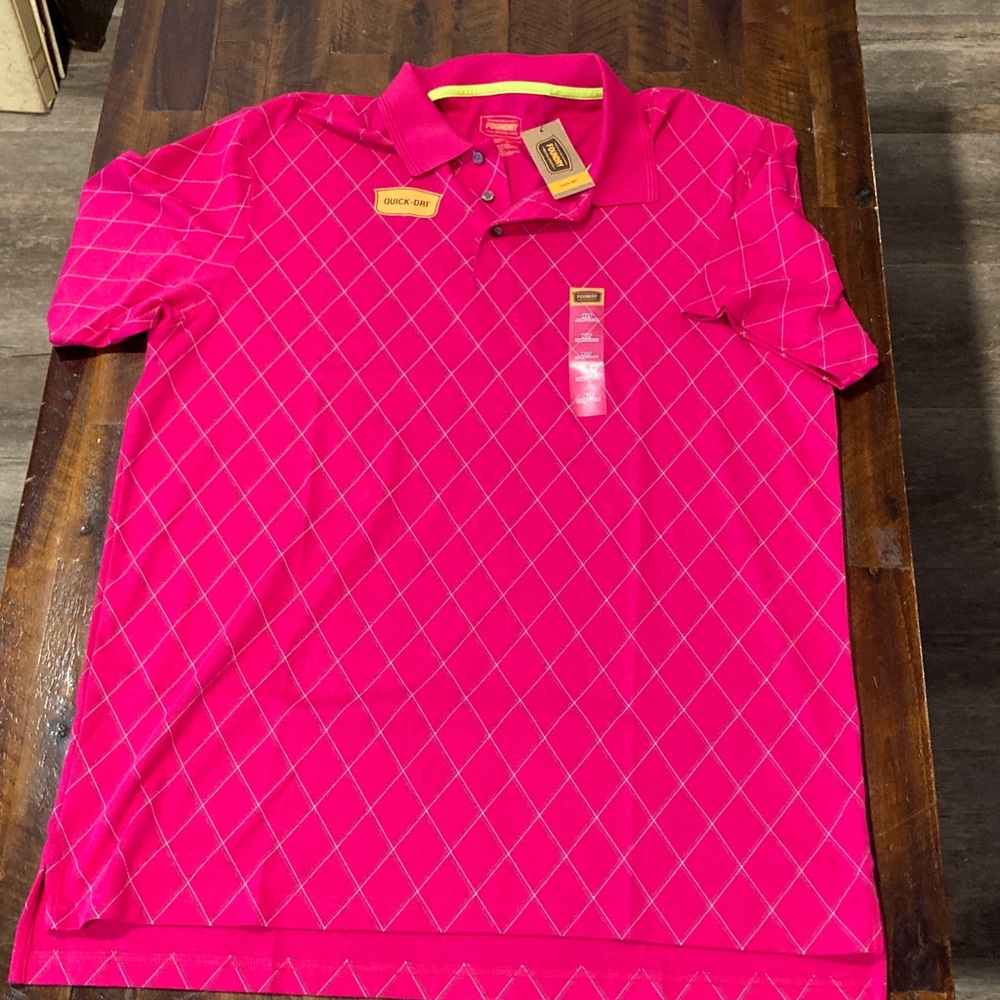 NWT Foundry Supply Co. pink quick dry polo XLT